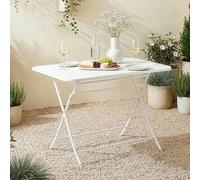[en.casa] Table de Jardin Pliante Table à Manger avec Plateau Rectangulaire pour Extérieur Jardin Terrasse Balcon Patio Intérieur Capacité de Charge 60 kg Acier 110 x 70 x 71 cm Blanc