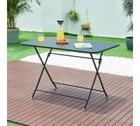 [en.casa] Table de Jardin Pliante Table à Manger avec Plateau Rectangulaire pour Extérieur Jardin Terrasse Balcon Patio Intérieur Capacité de Charge 60 kg Acier 110 x 70 x 71 cm Noir