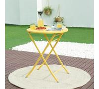 [en.casa] Table de Jardin Pliante Table à Manger avec Plateau Rond pour Extérieur Jardin Terrasse Balcon Patio Intérieur Capacité de Charge 60 kg Acier 71 x 62 cm Jaune