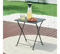 [en.casa] Table de Jardin Pliante Table Basse avec Plateau Carré pour Extérieur Jardin Terrasse Balcon Patio Camping Intérieur Capacité de Charge 15 kg Acier 45 x 40 x 40 cm Noir