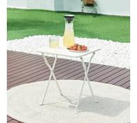 [en.casa] Table de Jardin Pliante Table Basse avec Plateau Carré pour Extérieur Jardin Terrasse Balcon Patio Camping Intérieur Capacité de Charge 15 kg Acier 45 x 40 x 40 cm Blanc