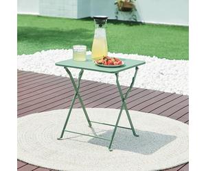 [en.casa] Table de Jardin Pliante Table Basse avec Plateau Carré pour Extérieur Jardin Terrasse Balcon Patio Camping Intérieur Capacité de Charge 15 kg Acier 45 x 40 x 40 cm Vert
