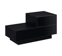 [en.casa] Table de Nuit Élégante Meuble de Rangement Polyvalent Commode Stylé Petit Tiroir Côté Droite Capacité de Charge Tiroir 8 kg Panneau de Particules Mélaminé 38 x 70 x 35 cm Noir Brillant