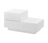 [en.casa] Table de Nuit Élégante Meuble de Rangement Polyvalent Commode Stylé Petit Tiroir Côté Gauche Capacité de Charge Tiroir 8 kg Panneau de Particules Mélaminé 38 x 70 x 35 cm Blanc Mat