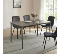 [en.casa] Table de Salle à Manger avec Plateau Rectangulaire Table à Manger Élégante pour Salon Cuisine Bureau MDF Acier 140 x 80 x 75 cm Gris Effet Chêne Noir