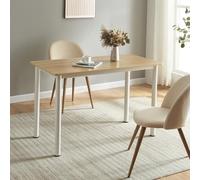[en.casa] Table de Salle à Manger avec Plateau Rectangulaire Table à Manger pour 4 Personnes Élégante Excellente Stabilité pour Salon Cuisine Bureau MDF Acier 120 x 60 x 75 cm Effet Chêne Blanc