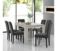 Table de salle à manger + 6 chaises Kramfors chêne gris foncé [en.casa]