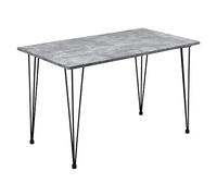 [en.casa] Table de Salle à Manger Cuisine Salon pour 4 Personnes Plateau MDF Pieds Acier Épingle à Cheveux 120 x 70 x 75 cm Effet Béton et Noir
