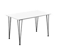 [en.casa] Table de Salle à Manger Cuisine Salon pour 4 Personnes Plateau MDF Pieds Acier Épingle à Cheveux 120 x 70 x 75 cm Noir et Blanc