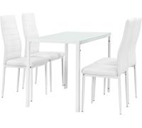 Table à manger 105 x 60 x 75 cm avec 4 chaises Bergen blanc [en.casa]