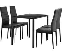 Table à manger avec 4 chaises Bergen similicuir noir [en.casa]