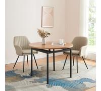 Table de salle à manger ronde Hemnes MDF acier 100 x 75 cm effet chêne noir en.casa