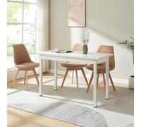 [en.casa] Table de Salle à Manger Table à Manger Table de Cuisine Bureau MDF Placage Acier Revêtu par Poudre Fritté Blanc 120 cm x 60 cm x 75 cm