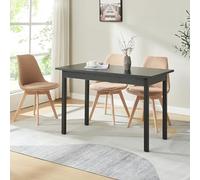 [en.casa] Table de Salle à Manger Table à Manger Table de Cuisine Bureau MDF Placage Acier Revêtu par Poudre Fritté Noir 120 cm x 60 cm x 75 cm