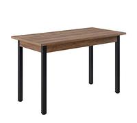 [en.casa] Table de Salle à Manger Table de Cuisine Bureau MDF Mélaminé Acier Revêtu par Poudre 120 cm x 60 cm x 75 cm Effet Noyer Noir