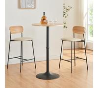 [en.casa] Table Haute Vantaa Table de Bistrot 100 x 60 cm Noir Effet Chêne