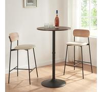 Table haute ronde Vantaa acier MDF 100 x 60 cm noir effet noyer