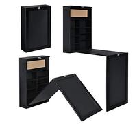 [en.casa] Table Murale Pliable Bureau Mural Rabattable MDF Noir 156 x 50 x 91,5 cm Noir G