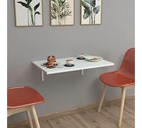 [en.casa] Table Murale Rabattable Plateau Pliable Mini Bureau Panneau de Particules Métal 72 x 45 cm Blanc