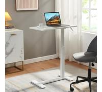 [en.casa] Table Réglable en Hauteur pour Ordinateur Portable Support Mobile avec 4 roulettes Intégrées Bureau Travail Debout ou Assis Moderne Panneau de Particules Métal 66-92 x 68 x 36 cm Blanc