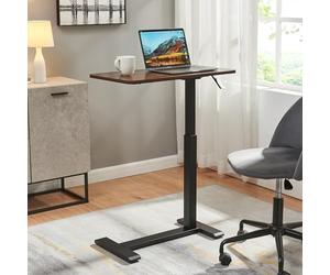 [en.casa] Table Réglable en Hauteur pour Ordinateur Portable Support Mobile avec 4 roulettes Intégrées Bureau Travail Debout ou Assis Panneau de Particules Métal 66-92 x 68 x 36 cm Effet Noyer Noir