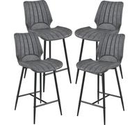 [en.casa] Set de 4 Tabourets de Bar Lot de Tabourets de Cuisine Cuir Suédé Imité Métal Gris Foncé 102,5 cm x 46,5 cm x 51 cm