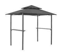[en.casa] Tonnelle de Barbecue Auvent de Réception pour Jardin Tente avec Comptoir Belvédère Robuste Extérieur Acier Laqué Polyester 250 x 241 x 151 cm Anthracite Gris Foncé