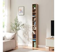 [en.casa] Tour CD Étagère DVD Meuble de Rangement avec 10 Surfaces de Stockage Réglable en Hauteur pour Livres Décoration Salon Chambre Panneau de Particules 187 x 20 x 17 cm Effet Chêne Sonoma