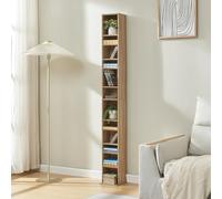 [en.casa] Tour CD Étagère DVD Meuble de Rangement Design avec 12 Surfaces de Stockage Réglable en Hauteur Panneau de Particules Mélaminé 175 x 20 x 20 cm Effet Chêne Sonoma