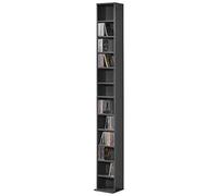 [en.casa] Tour CD Étagère DVD Meuble de Rangement Design avec 12 Surfaces de Stockage Réglable en Hauteur Panneau de Particules Mélaminé 175 x 20 x 20 cm Gris Foncé
