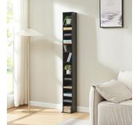 [en.casa] Tour CD Étagère DVD Meuble de Rangement Design avec 12 Surfaces de Stockage Réglable en Hauteur Panneau de Particules Mélaminé 175 x 20 x 20 cm Noir