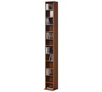 Etagère sur pied Premium XL [en.casa] Tour CD Etagère CD / DVD Rangement Stockage Armoire haut 12 Surfaces de Stockage 175 x 20 x 20 cm MDF Mélaminé Noyer