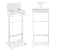 [en.casa] Valet de Chambre avec Boîte Ouvrable de 4 Poches Porte-Costumes Valet de Nuit avec Cintre Élégant Bureau Salon Chambre à Coucher MDF Bois de Pin 44 x 35 x 110 cm Blanc