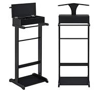 [en.casa] Valet de Chambre avec Boîte Ouvrable de 4 Poches Porte-Costumes Valet de Nuit avec Cintre Élégant Bureau Salon Chambre à Coucher MDF Bois de Pin 44 x 35 x 110 cm Noir