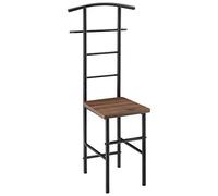 [en.casa] Valet de Chambre Design Porte-Vêtements avec Cintre et Porte-Pantalons Valet de Nuit Solide en Métal MDF 107 x 45 x 45 cm Noir Effet Noyer