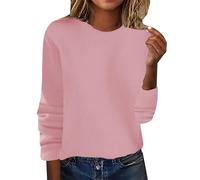 en Coton Lot Grande Taille Women's Spring/Summer Crewneck Sweater Pullover Knit with Solid Color Thin Long Sleeved Warm Top/Autumn Coat Fille 3 Ans (Pink, M)
