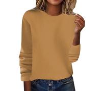 en Coton Lot Grande Taille Women's Spring/Summer Crewneck Sweater Pullover Knit with Solid Color Thin Long Sleeved Warm Top/Autumn Coat Fille 3 Ans (Gold, M)