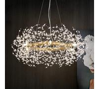 en Cristal doré feu d'artifice, Grands lustres Ronds Modernes, luminaire Suspendu Circulaire pour Manger, Chambre à Coucher, Salon, entrée, Placard, Salle de Bain, Cuisine