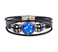 en Cuir Couple, en Cuir rétro Mode Sauvage Noir créatif Douze cowellation équilibre Plat en Verre tissé Boucle Bijoux Unisexe habille personnalisé Accessoire