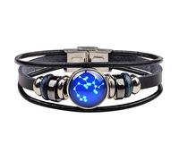 en Cuir en Couple, en Cuir rétro Mode Sauvage Noir créatif 12 Constellation Sagittaire en Verre tissé Boucle Bijoux Unisexe personnalité Accessoires