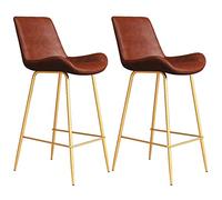 en Cuir PU Faux Tabillons Cuisine Petit-déjeuner pour Le à café, tabourets Bar de 2 avec arrière Repose-Pieds (Marron)