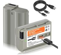 EN-EL15 USB-C 2450mAh Battery for Nikon D850 D810 D810a D800e D800 D780 D750 D610 D600 D500 D7000 D7100 D7200 D7500 Z8 Z7II Z7 Z6 II Z6 EN-EL15 EL15a EL15b EL15c 2-Piece Battery