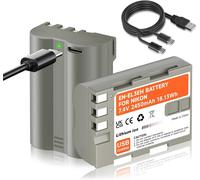 EN-EL3E USB-C 2450mAh Replacement Battery for Nikon D300 D300s D90 D80 D70 D70s D200 D100 D700 D30 D50 D50S EN-EL3e en EL3e ENEL3e Battery 2pcs