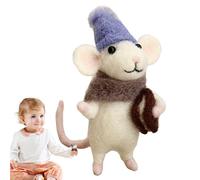 En Feutre De Laine Fait À La Main - Kit De Matériau Bricolage Aiguille En Laine Fox De Chat Non Fini, Bois De Bois Mignon Décor De Couronne D'arbre De Noël - Souris Feutre À Aiguille Faite À
