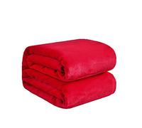 En Flanelle Couverture Literie, Couvre-lit Queen Size, Couverture Queen Et De Chaleur Douce Et Lainé Super Moelleuse, Couverture En Microfibre Solide. (Rouge,230 x 250 cm?2.1 kg)