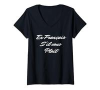 En Francais S'Il Vous Plait T-shirt Inscription Français Graphique T-Shirt avec Col en V