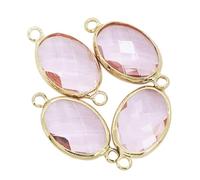 En gros 12 pcs Ovale Charmes Quartz Cristal Opale Bleu Violet Pierre de Naissance Pendentifs pour Collier Bracelets DIY Bijoux Connecteurs-rose, 13x18mm
