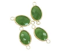 En gros 12 pcs Ovale Charmes Quartz Cristal Opale Bleu Violet Pierre de Naissance Pendentifs pour Collier Bracelets DIY Bijoux Connecteurs-vert jade, 13x18mm