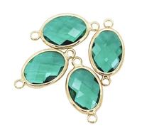 En gros 12 pcs Ovale Charmes Quartz Cristal Opale Bleu Violet Pierre de Naissance Pendentifs pour Collier Bracelets DIY Bijoux Connecteurs-erinite, 13x18mm