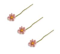 Én Gry & SIF Lot de 3 Fleurs en Feutre Marguerites Faites à la Main avec Fleurs Roses